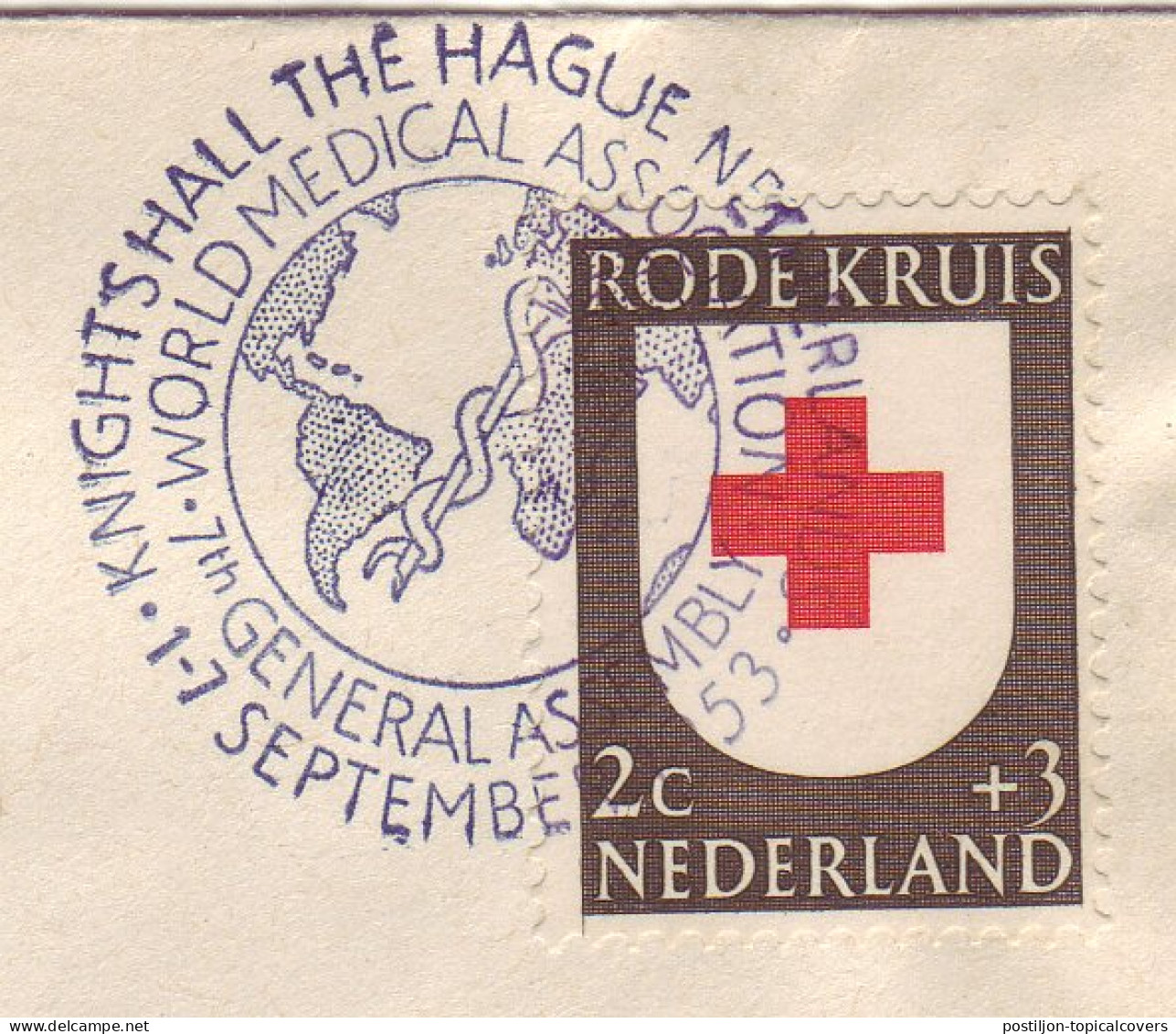 Cover / Postmark Netherlands 1953 World Medical Association - Andere & Zonder Classificatie