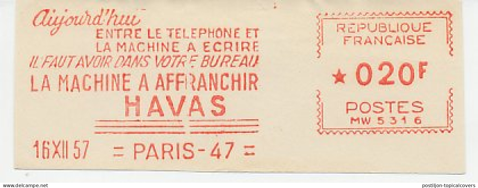 Meter Cut France 1957 Havas - Timbres De Distributeurs [ATM]