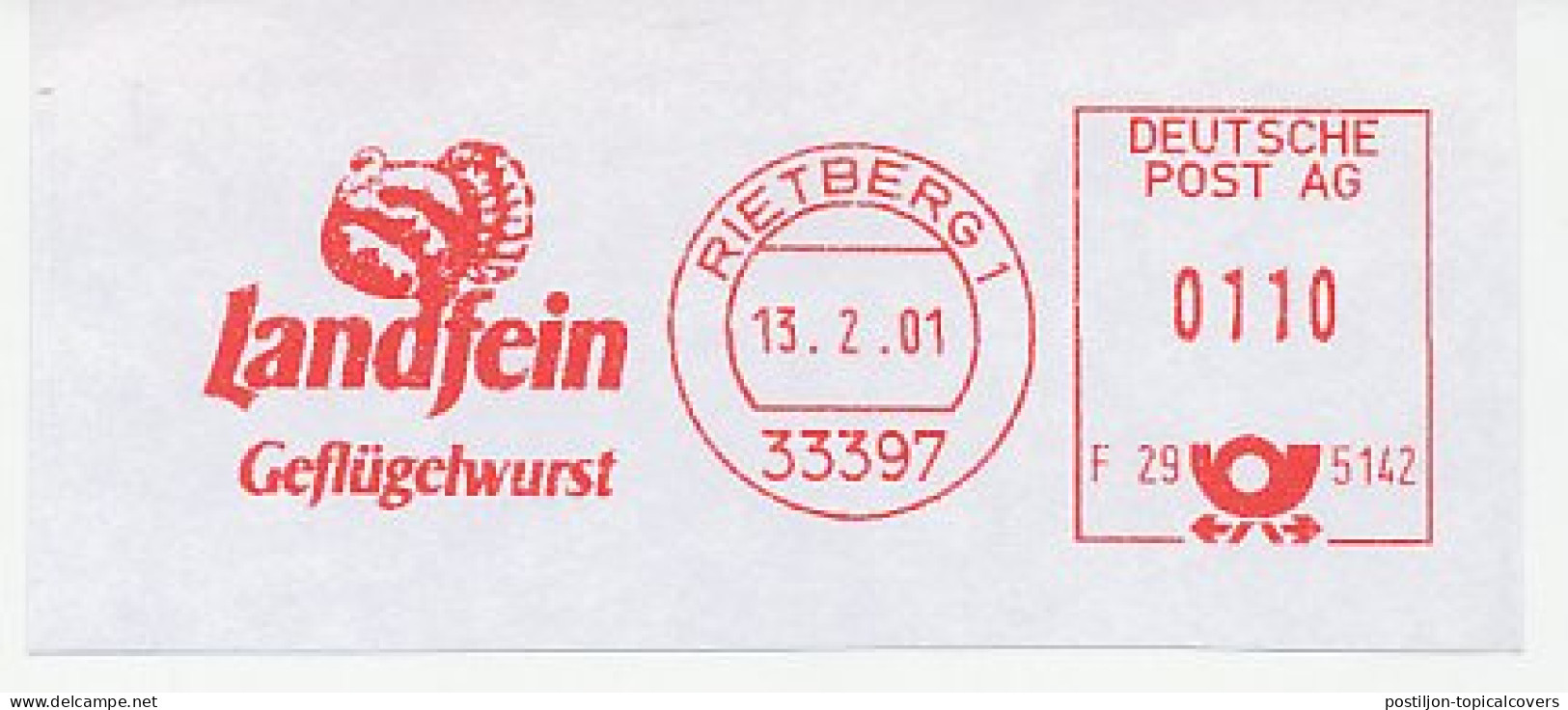 Meter Cut Germany 2001 Bird - Turkey - Ferme