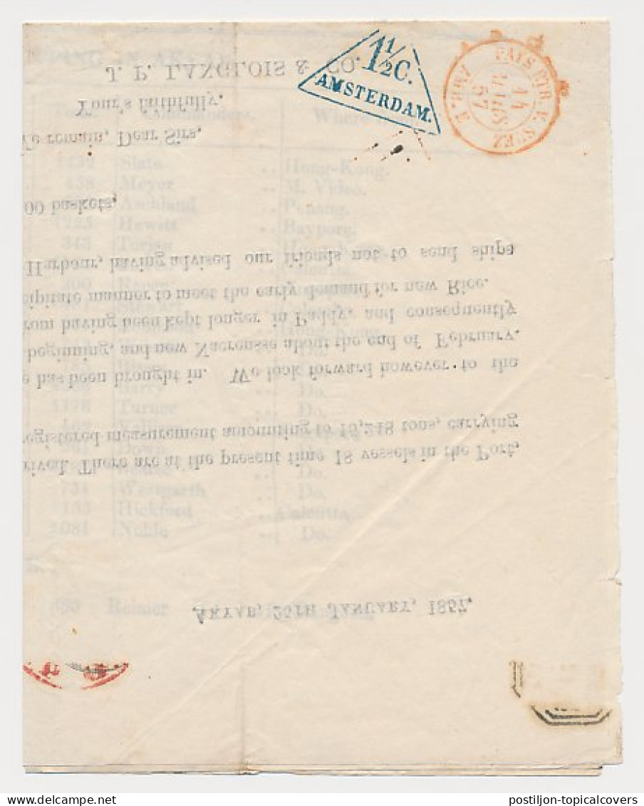 Amsterdam 1 1/2 C. Drukwerk Driehoekstempel 1857 - Revenue Stamps