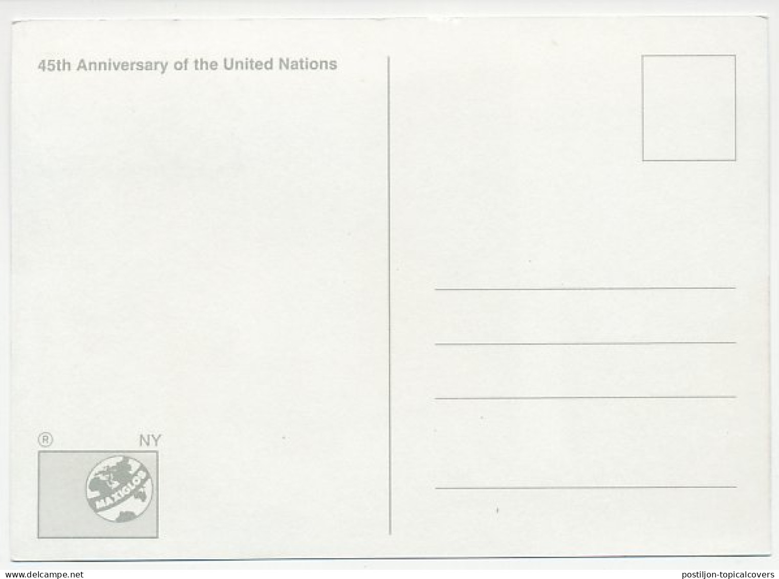 Maximum Card United Nations New York 1990 UN 45th Anniversary - ONU