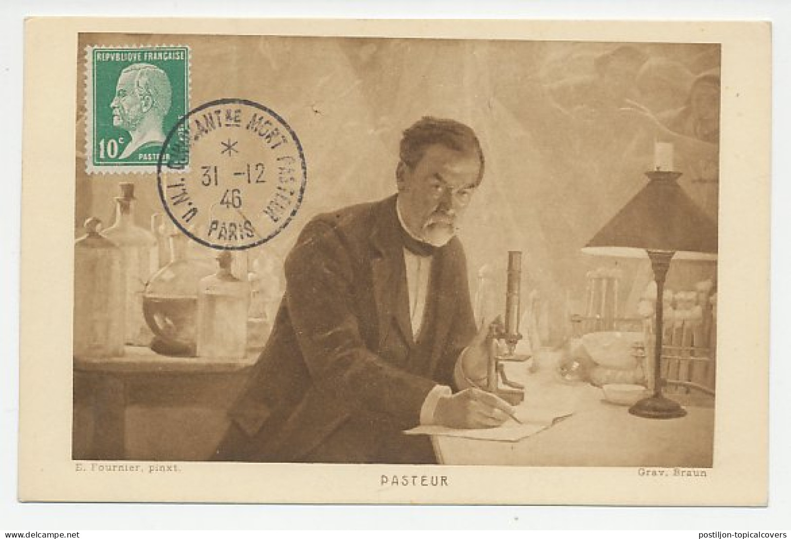 Maximum Card France 1946 Louis Pasteur - Chemist - Chimie