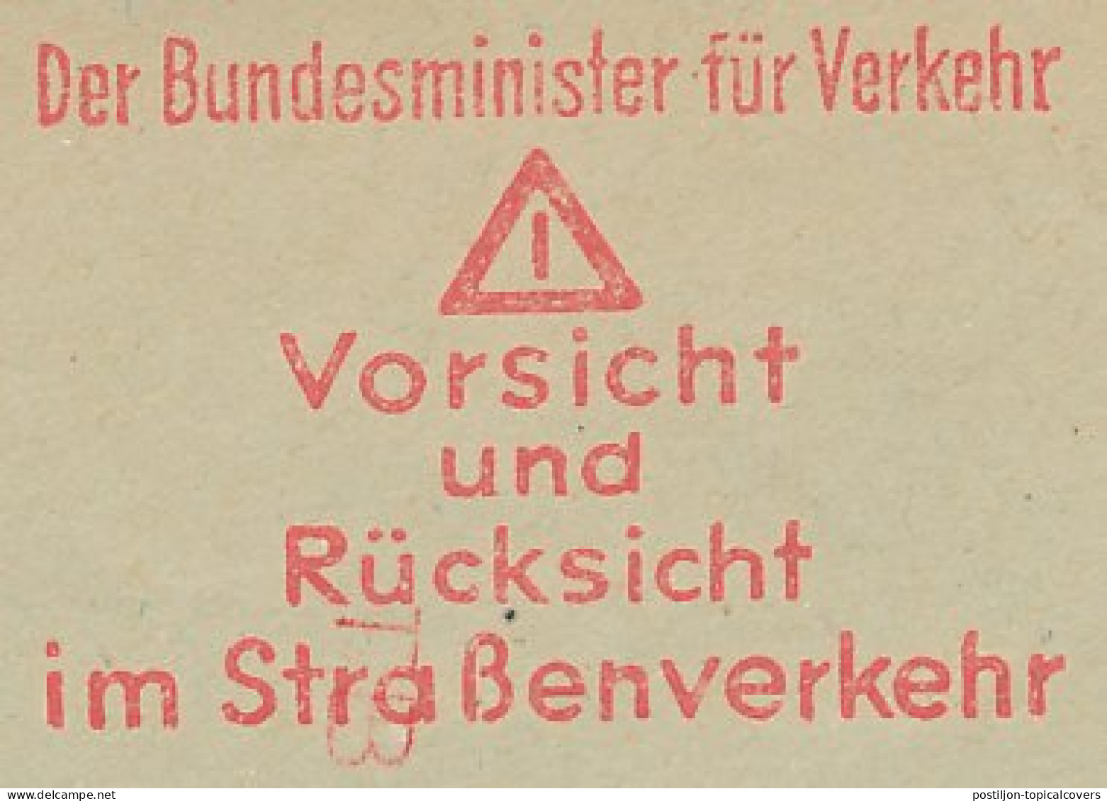 Meter Cover Germany 1956 Traffic Safety - Autres & Non Classés