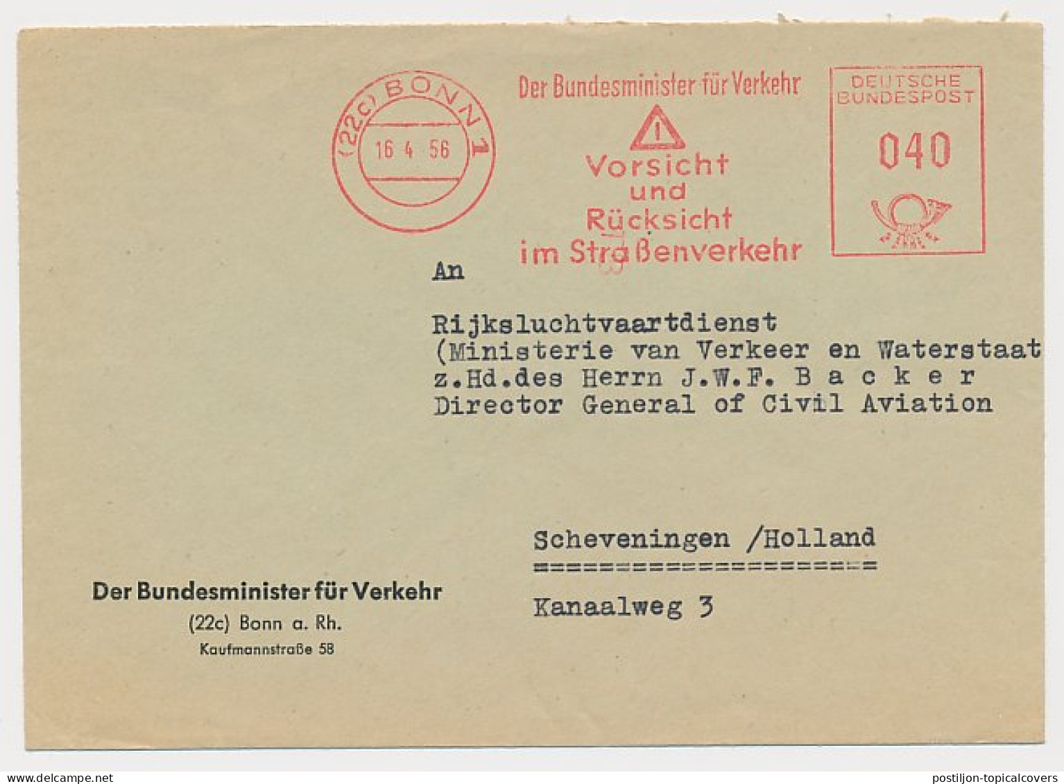 Meter Cover Germany 1956 Traffic Safety - Sonstige & Ohne Zuordnung