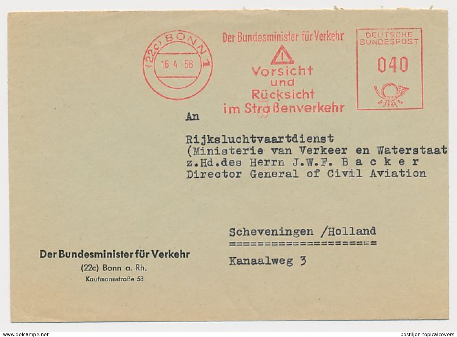 Meter Cover Germany 1956 Traffic Safety - Other & Unclassified