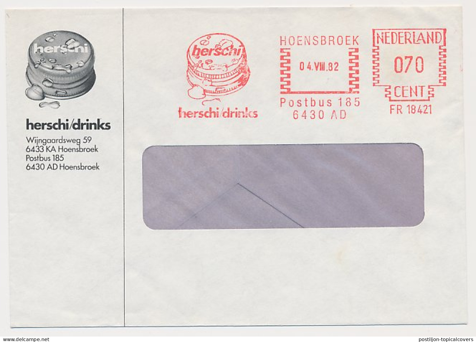 Meter Cover Netherlands 1982 Herschi Drinks - Hoensbroek - Otros & Sin Clasificación