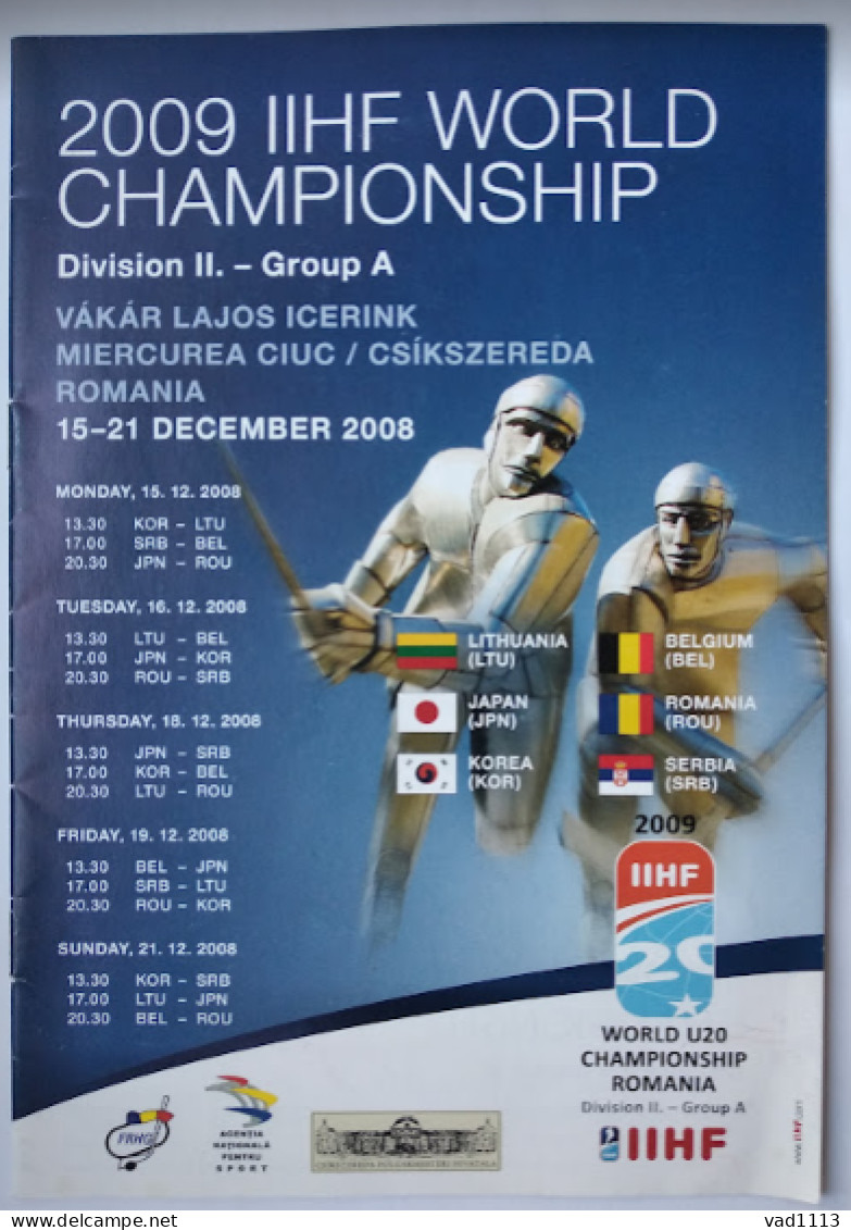 Official Programme 2009 IIHF Ice Hockey World Championship U20 Div. II-A Romania - Books
