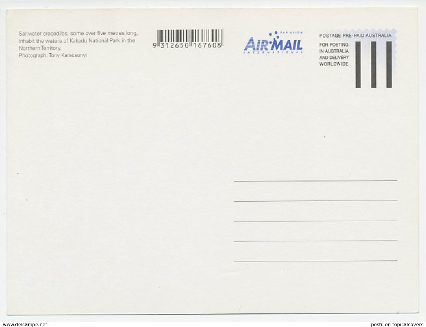 Postal Stationery Australia Crocodile - Other & Unclassified