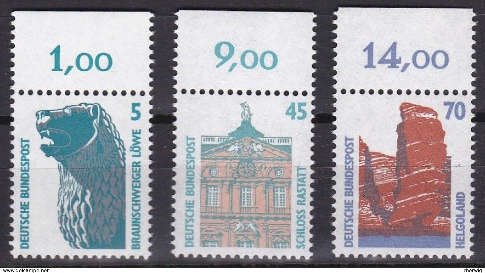 BRD, 1990, Nr. 1448, 1468-1469 ** Sehenswürdigkeiten (VII, VIII), 3 Marken Mit Oberrand - Unused Stamps