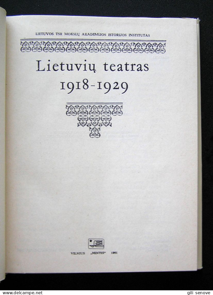 Lithuanian Book / Lietuvių Teatras 1918-1928 1981 - Cultural