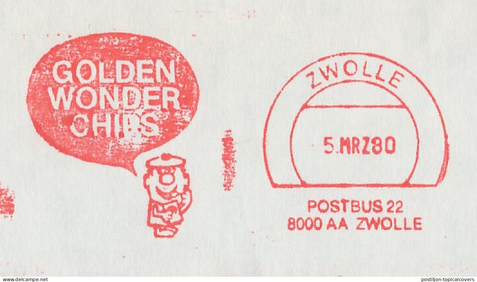 Meter Cover Netherlands 1980 - MRZ = Writing Error Chips - Potato - Golden Wonder - Zwolle - Food