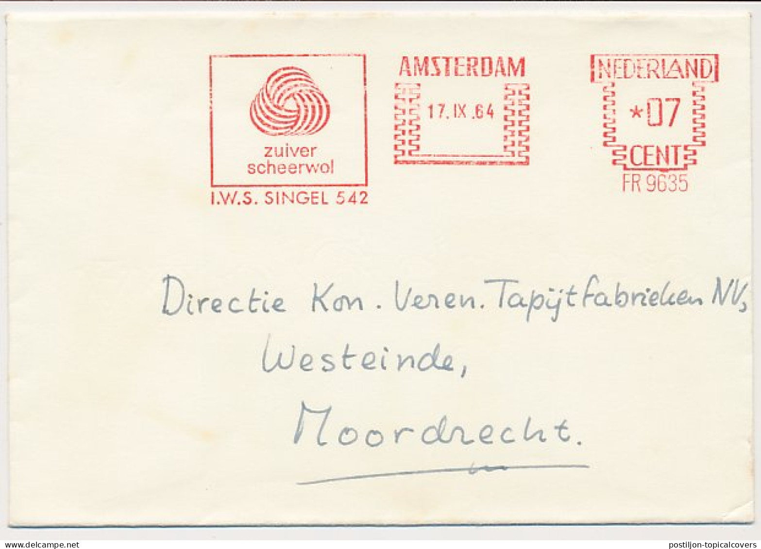 Meter Cover Netherlands 1964 Pure Virgin Wool  - Tessili