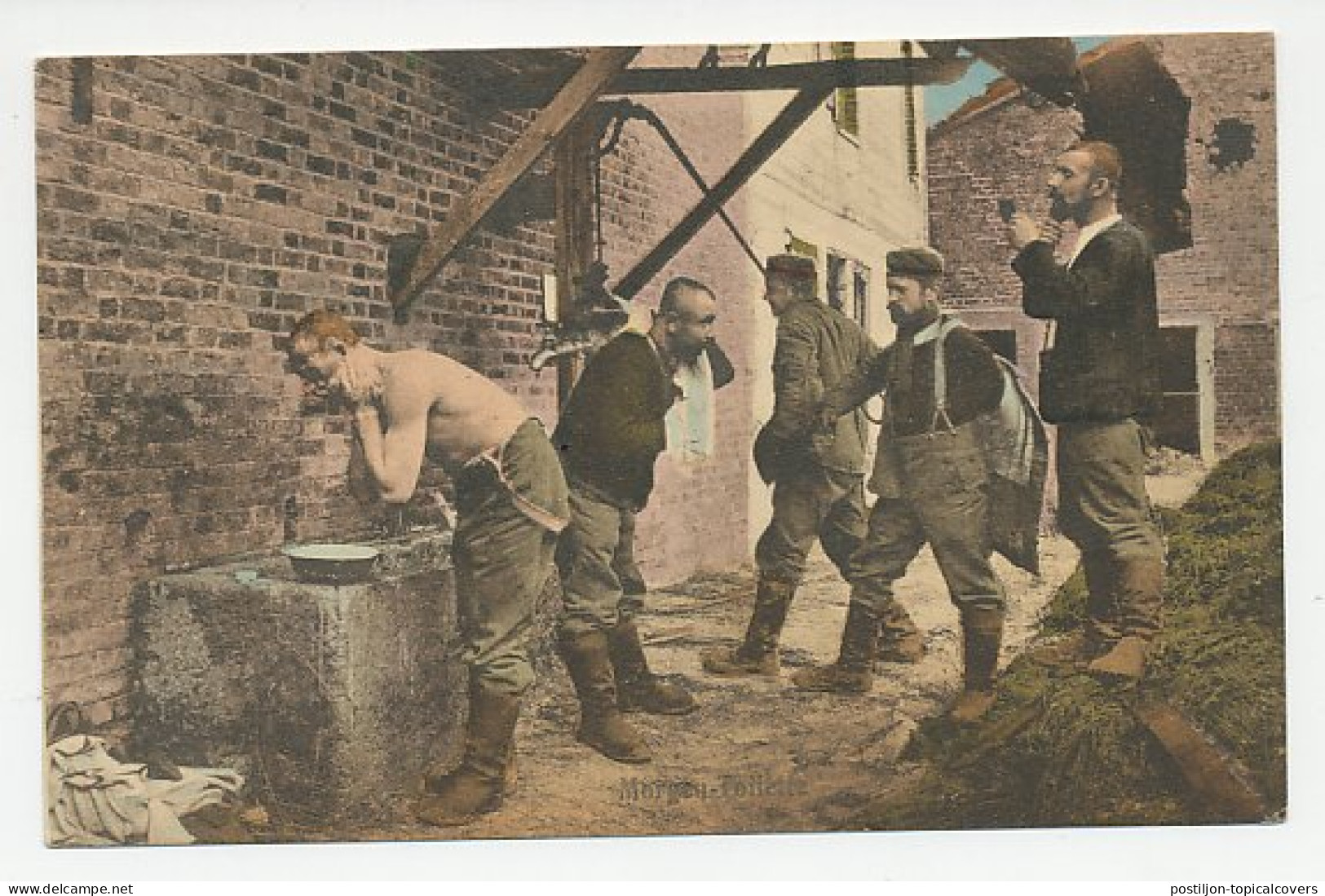 Fieldpost Postcard Germany 1915 Morning Toilet - Wash - WWI - Other & Unclassified