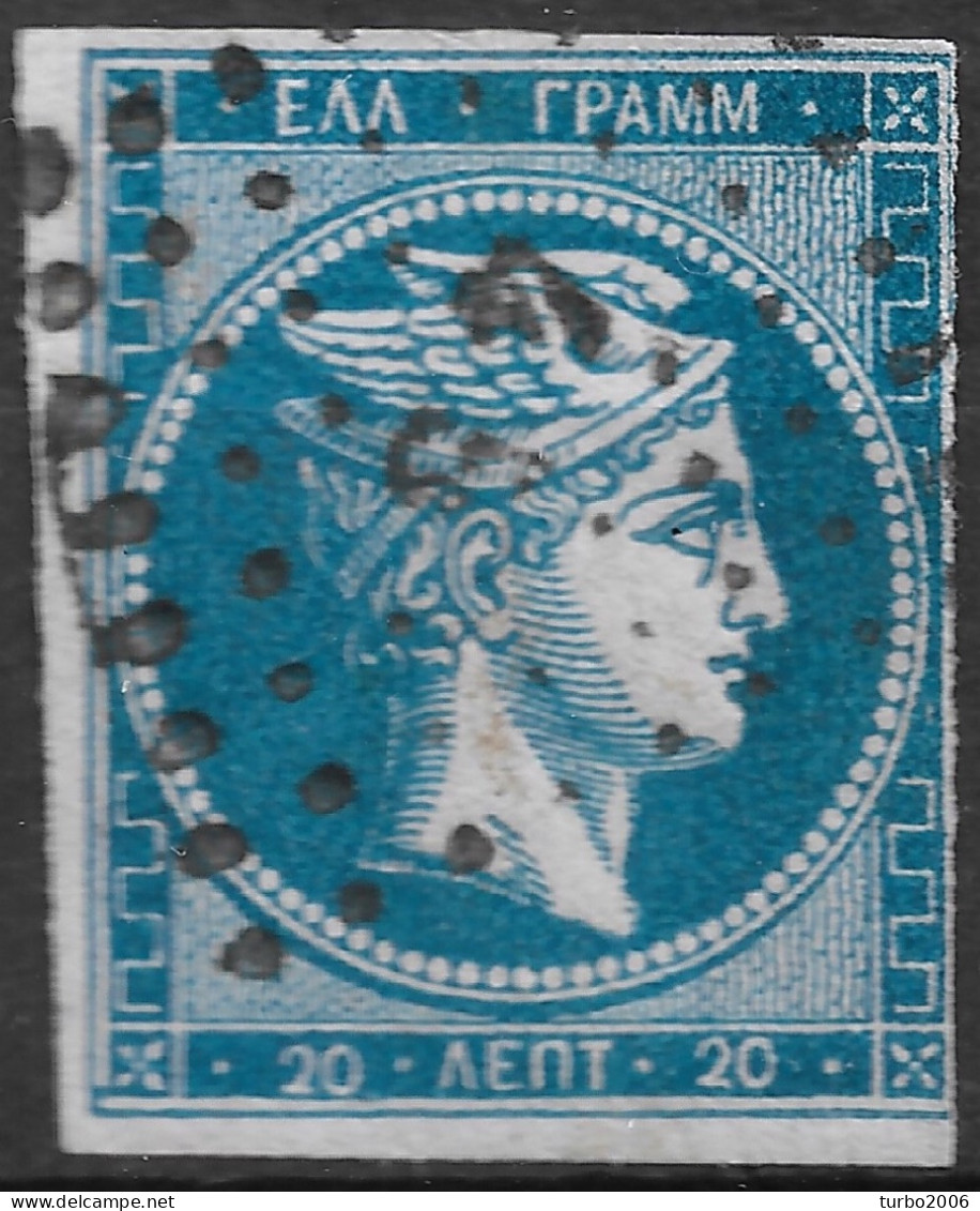 GREECE 1862-67 Large Hermes Head Consecutive Athens Prints 20 L Blue To Greenish Blue Vl. 32 / H 19 B Position 43 - Gebruikt