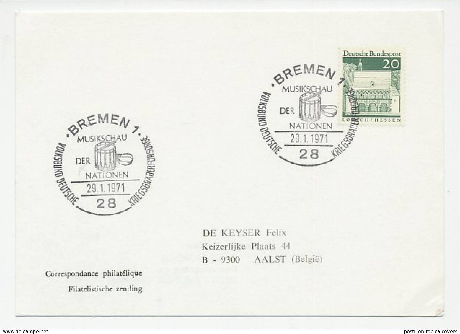 Card / Postmark Germany 1974 Drum - Music Show - Music