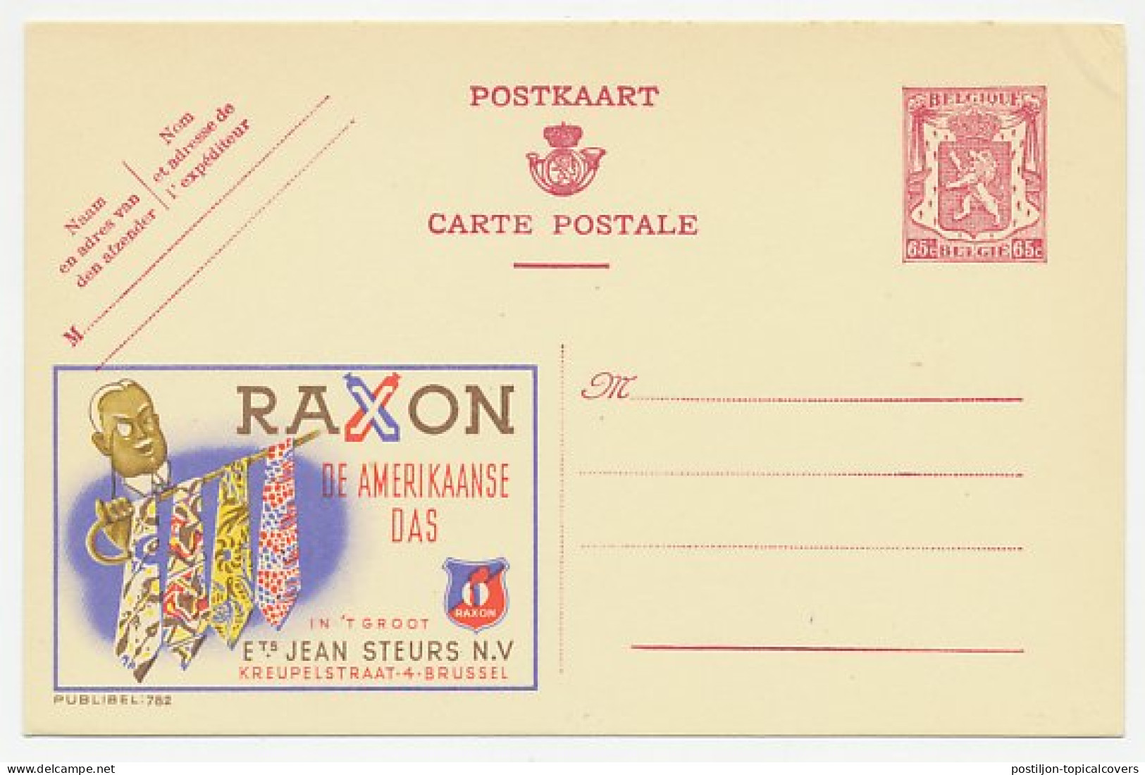 Publibel - Postal Stationery Belgium 1946 American Tie - Raxon - Disfraces