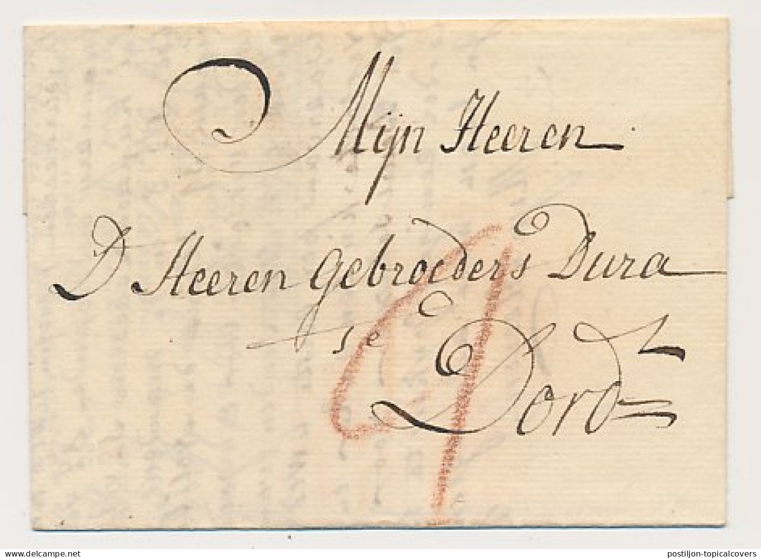 Bergen Op Zoom - Dordrecht 1756 - Geschreven Postmerk BgoZ - ...-1852 Prephilately