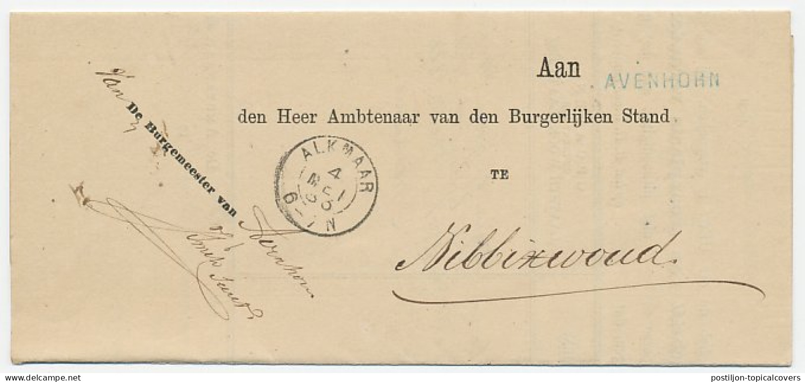 Naamstempel Avenhorn 1883 - Briefe U. Dokumente