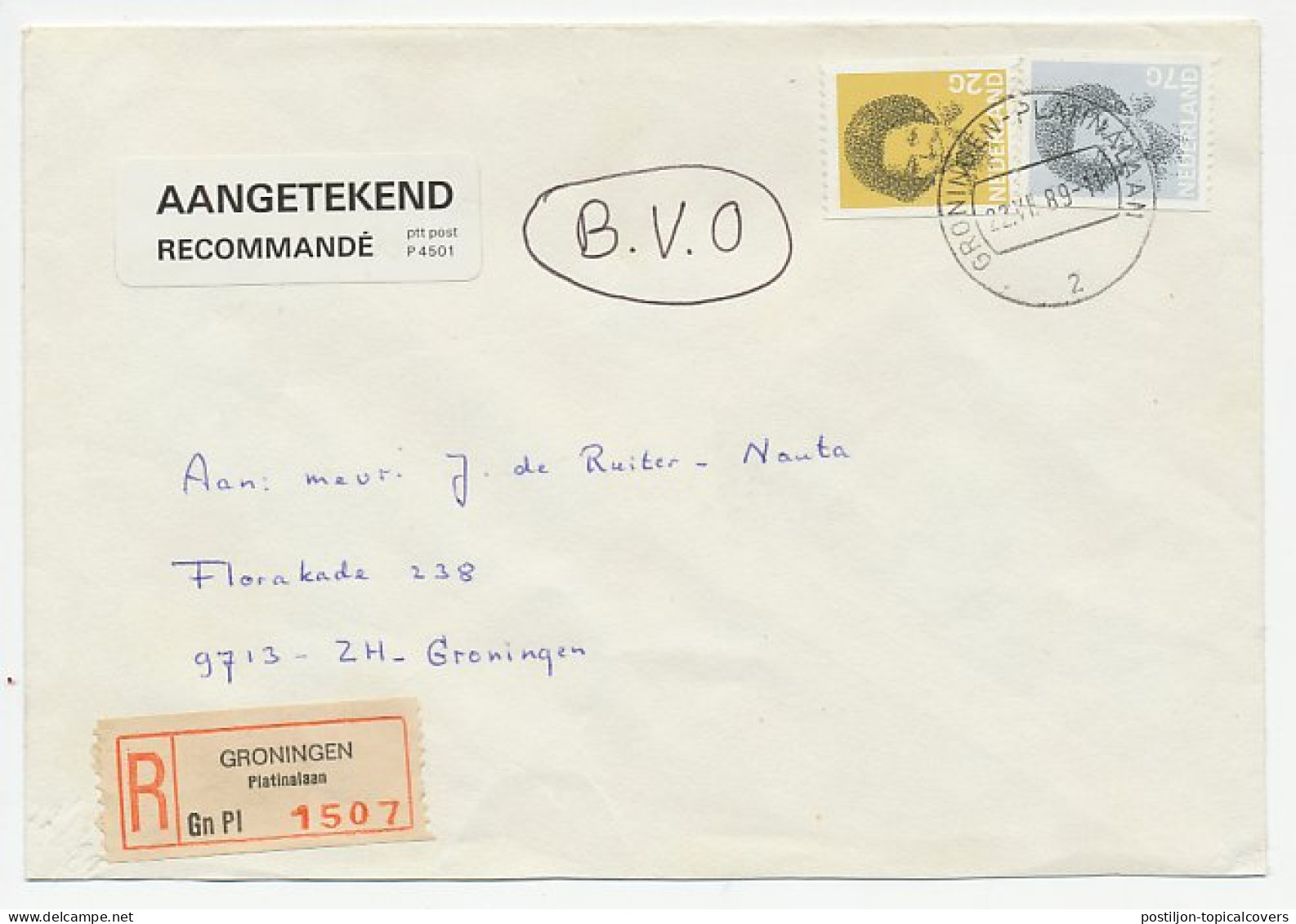 Em. Beatrix Aangetekend Met B.v.O. Groningen 1989 - Unclassified