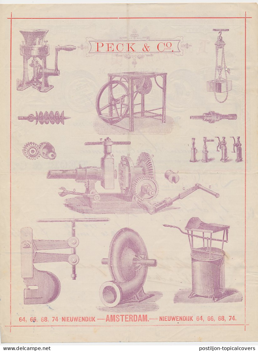 Nota Amsterdam 1883 - Peck & Co. Metaalwaren - Molen Etc. - Netherlands