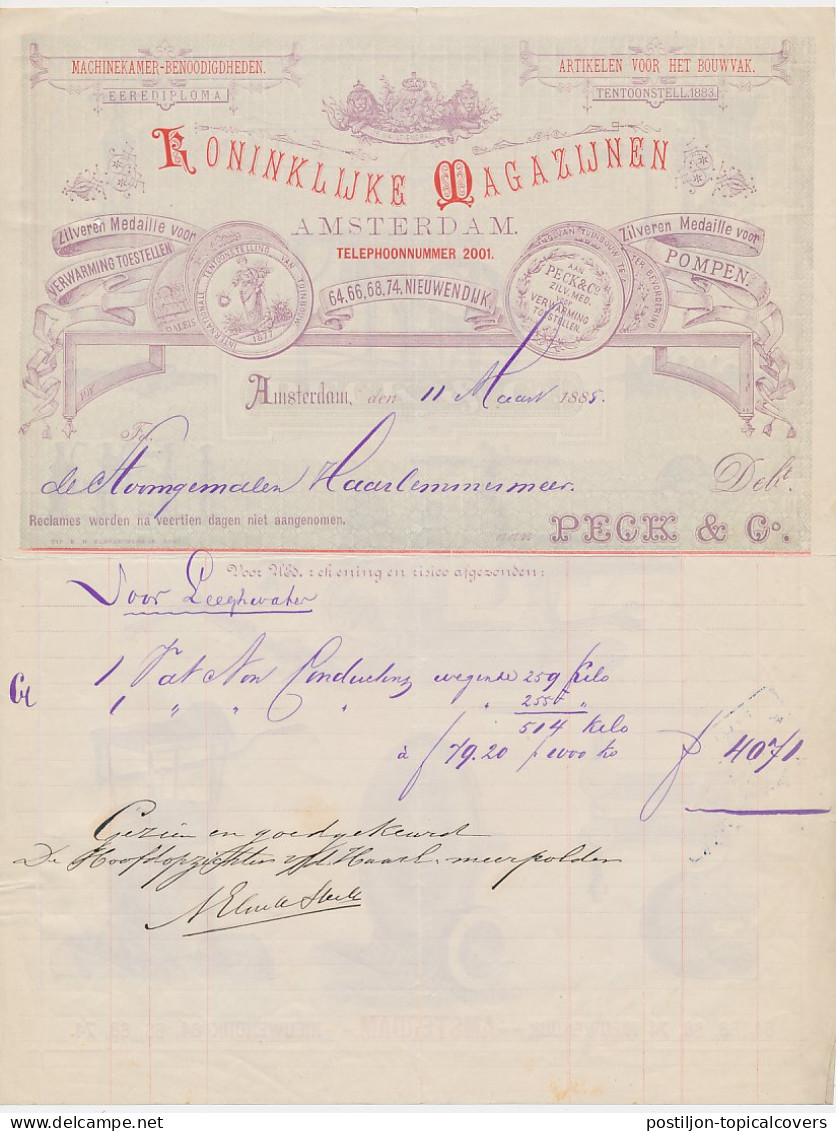 Nota Amsterdam 1883 - Peck & Co. Metaalwaren - Molen Etc. - Pays-Bas