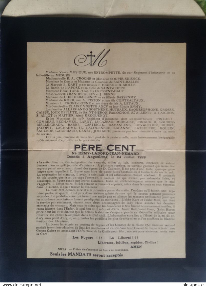 PERE CENT Du 107ème Régiment D'infanterie D'Angoulème En 1928 - 2 Photos - Prix De Départ 1€ - Documents