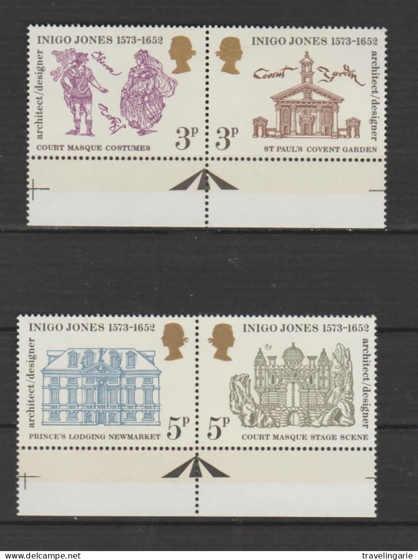 Great Britain 1973 Inigo Jones Architect And Designer Se-tenant Pairs With Selvage MNH ** - Unused Stamps
