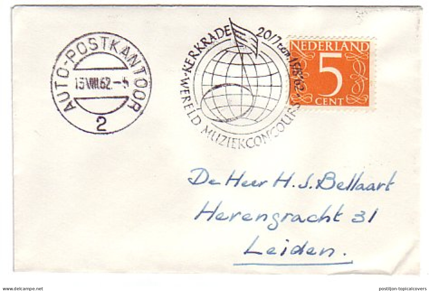 Cover / Postmark Netherlands 1962 World Music Concours Kerkrade - Music