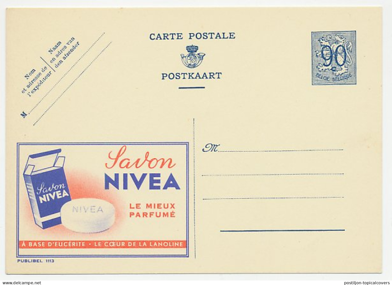 Publibel - Postal Stationery Belgium 1951 Soap - Nivea - Otros & Sin Clasificación