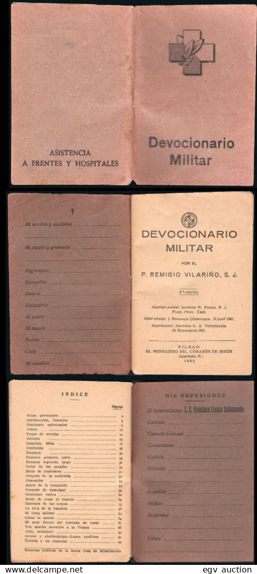 España - Frentes Y Hospitales - 1938 - Librito 96 Páginas "Devocionario Militar" - Libretti