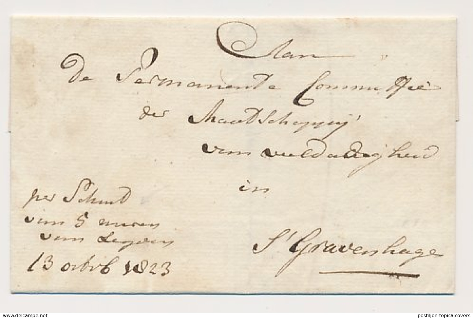 Leiden - Den Haag 1823 - Per Trekschuit - ...-1852 Prephilately