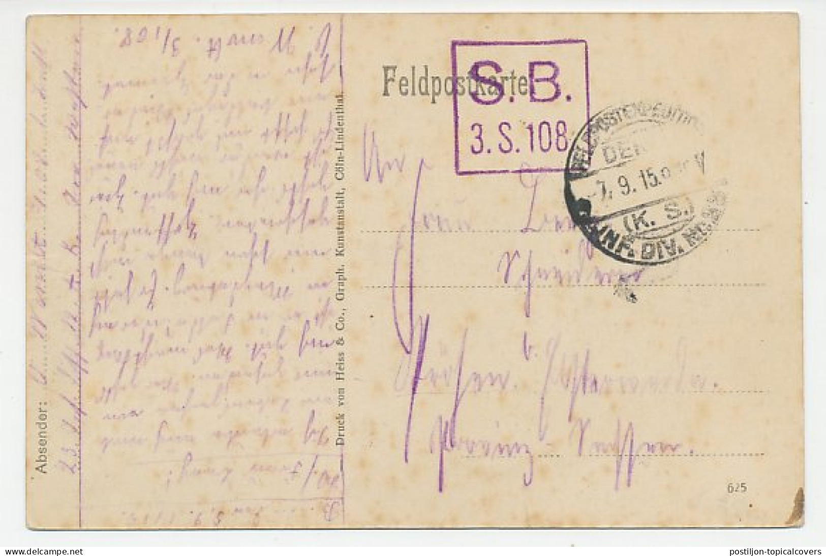 Fieldpost Postcard Germany / France 1915 Hospital Cemetery Laon - WWI - WO1