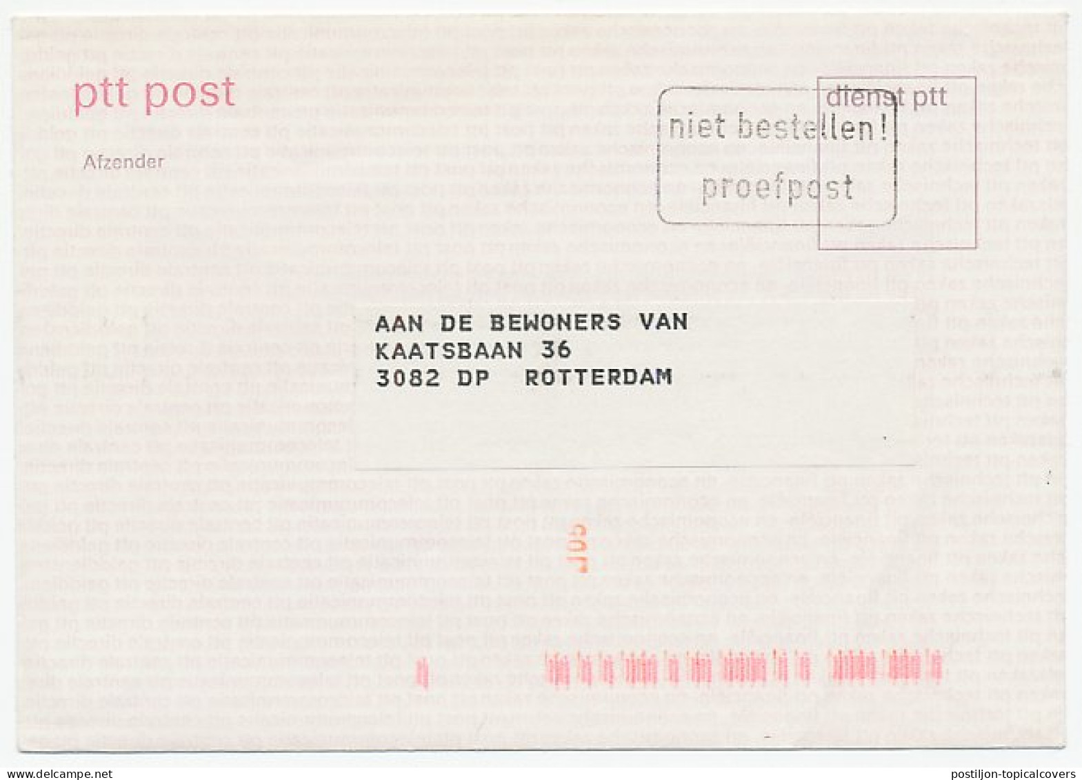 KPK 105 Rotterdam 1985 - Proef / Test Envelop - Unclassified