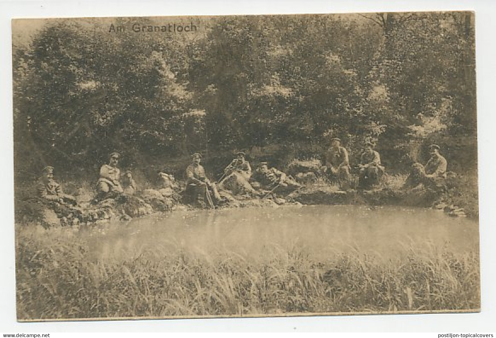 Fieldpost Postcard Germany 1915 Grenade Hole - Soldiers - WWI - Guerre Mondiale (Première)