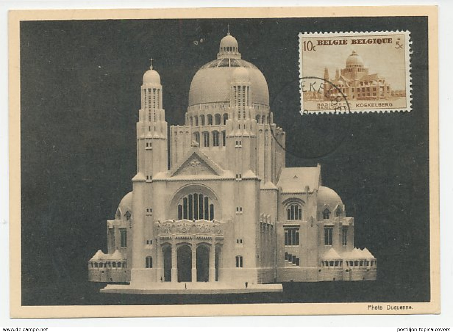 Maximum Card Belgium 1938 Basilica Of Koekelberg - Brussel - Iglesias Y Catedrales