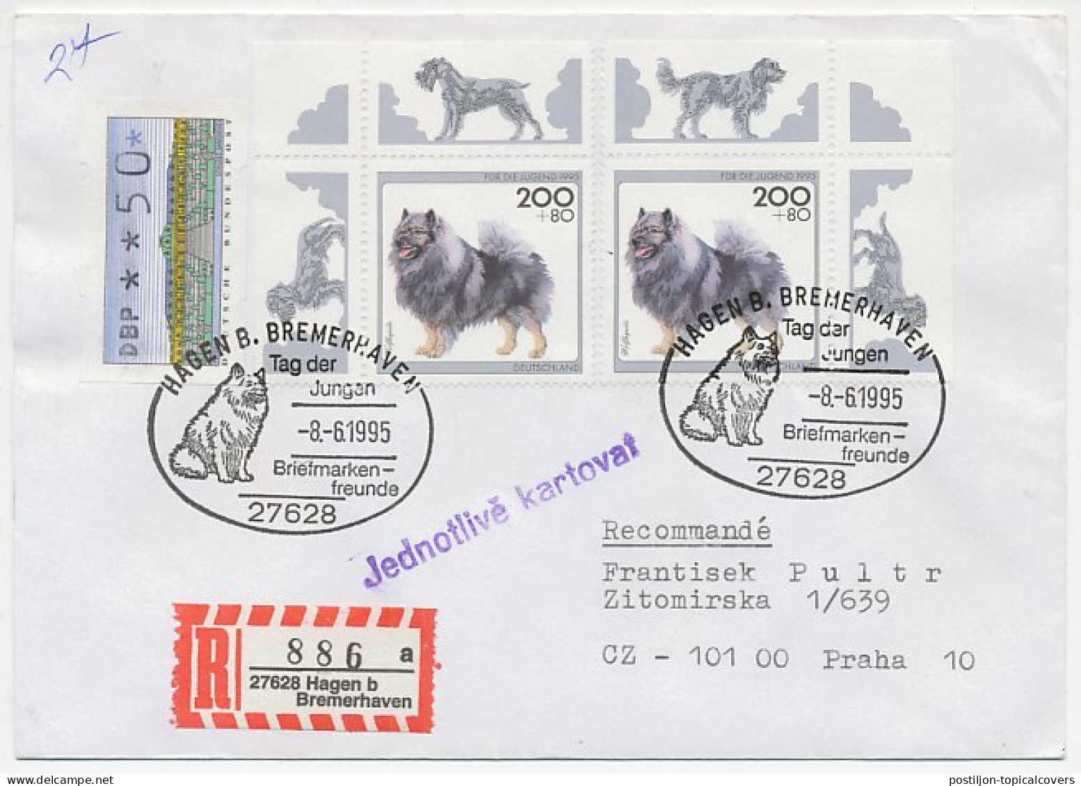 Registered Cover / Postmark Germany 1995 Dog - Autres & Non Classés