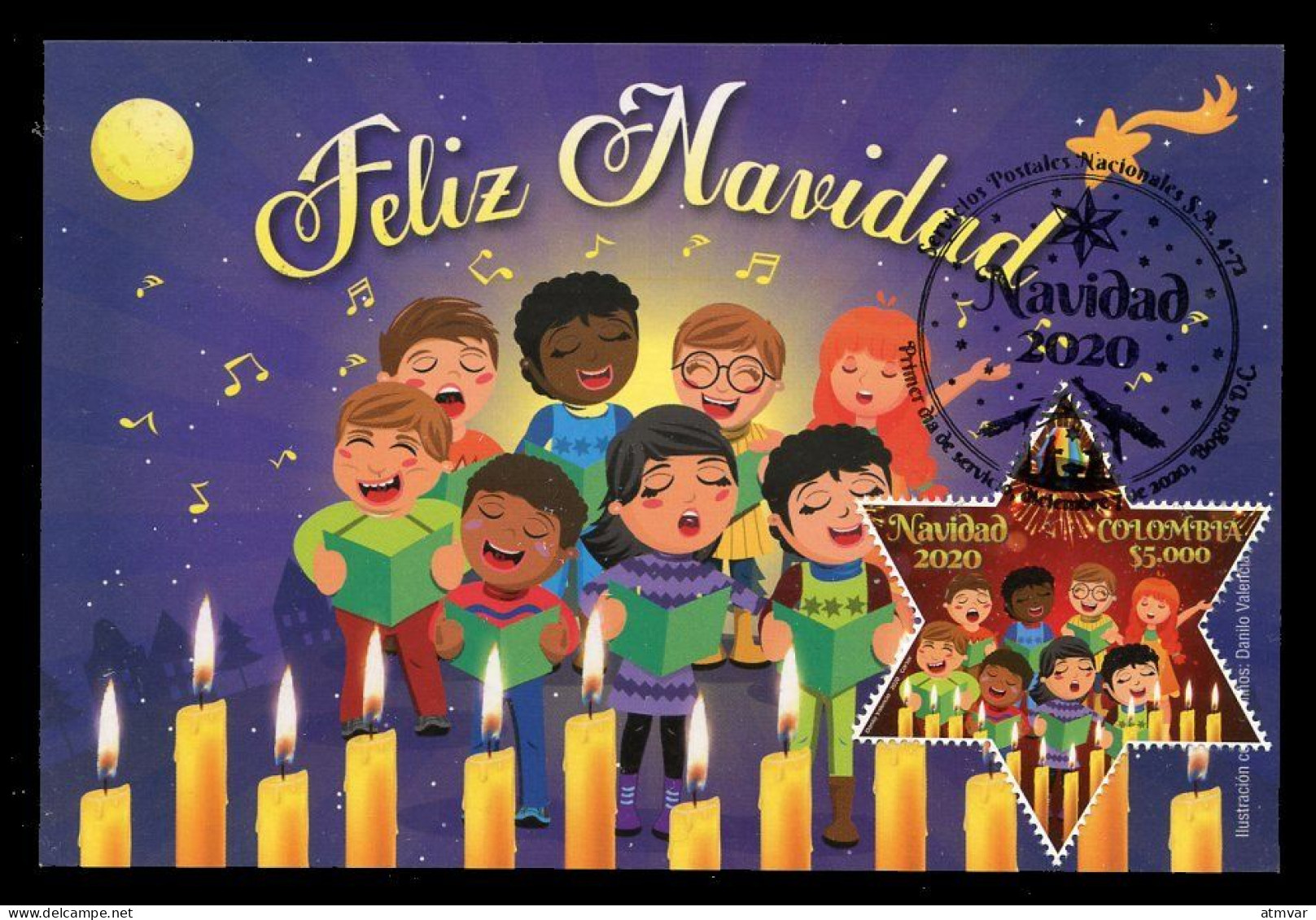 COLOMBIA (2020) Carte Maximum Card - Feliz Navidad, Coro De Niños, Children's Choir, Chorale Enfants, Kinderchor - Colombia