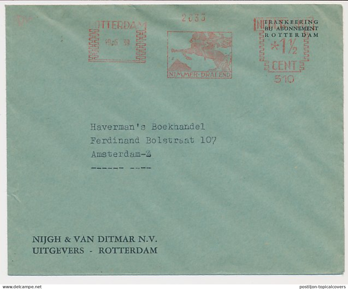 Meter Cover Netherlands 1939 Knight - Horse - Militaria