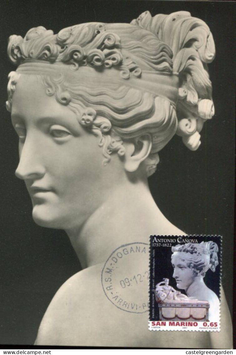 X0422 San Marino, Maximum 2020, Sculpture Of Antonio Canova,Buste Of Pauline Borghese Bonaparte,vintage Card - Sculpture