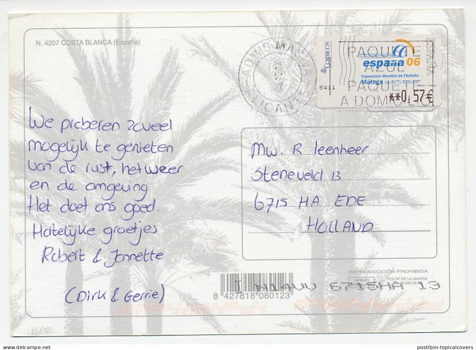 Postcard / ATM Stamp Spain 2006 Philatelic World Exhibition - Malaga - Andere & Zonder Classificatie