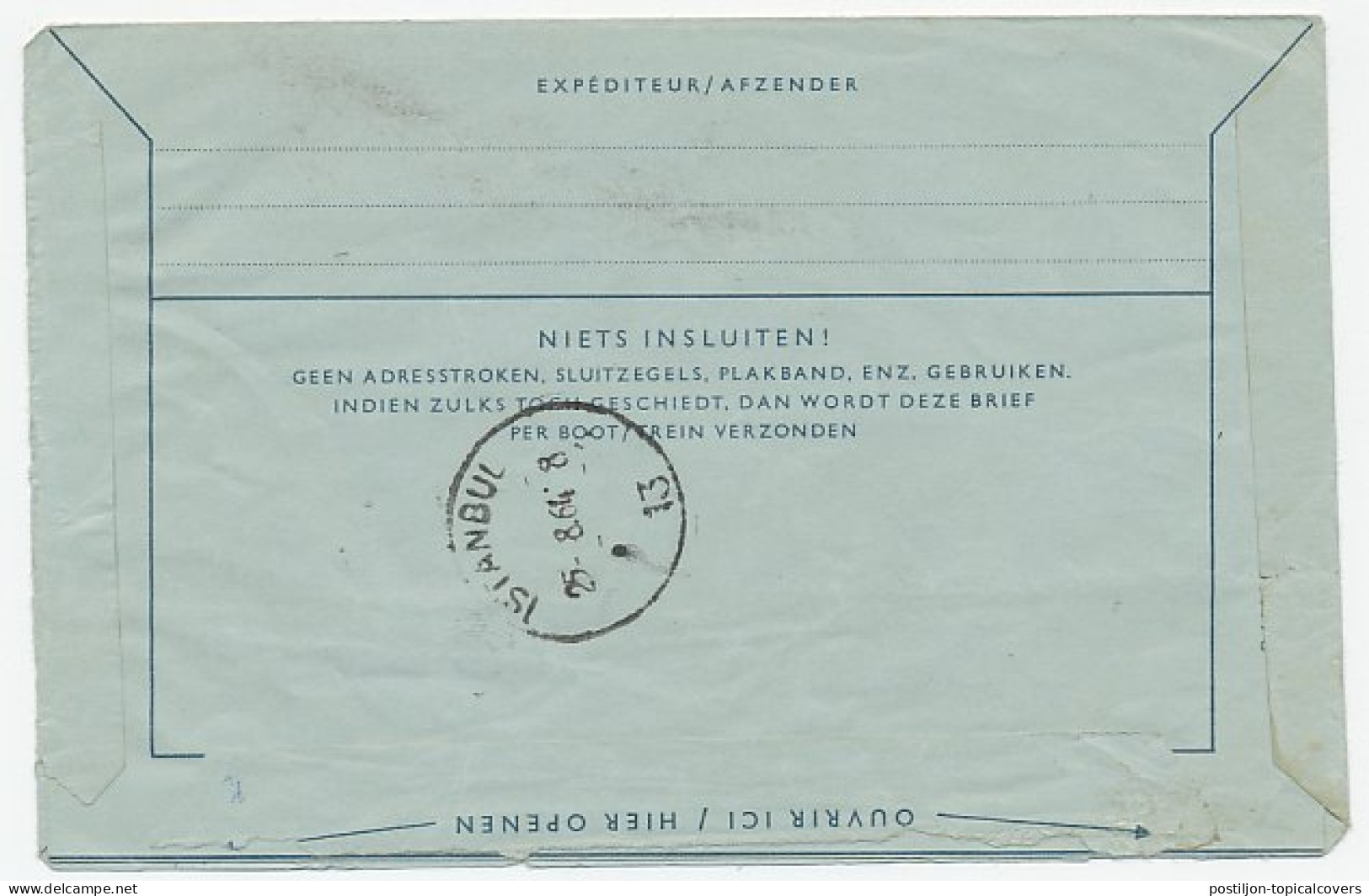 Luchtpostblad G. 16 Delft - Istanboel Turkije 1964 - Entiers Postaux