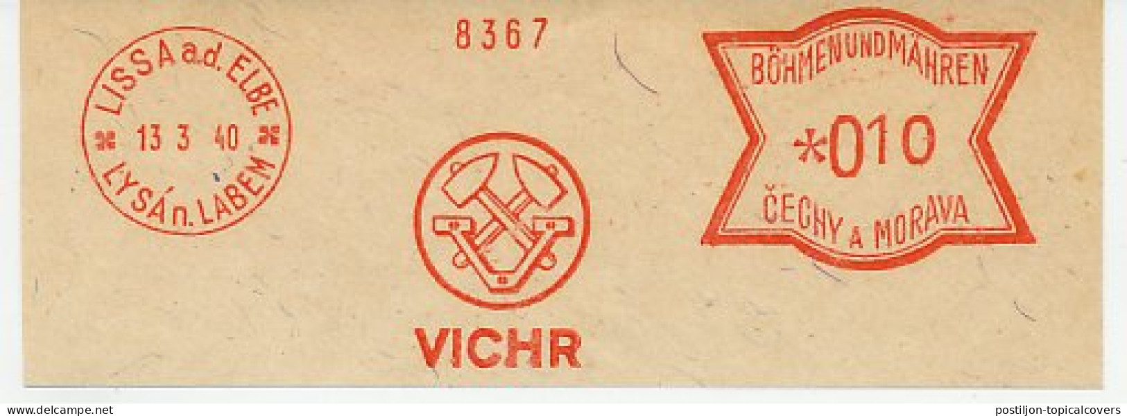 Meter Cut Bohemia And Moravia 1940 Sledge Hammer - Andere & Zonder Classificatie