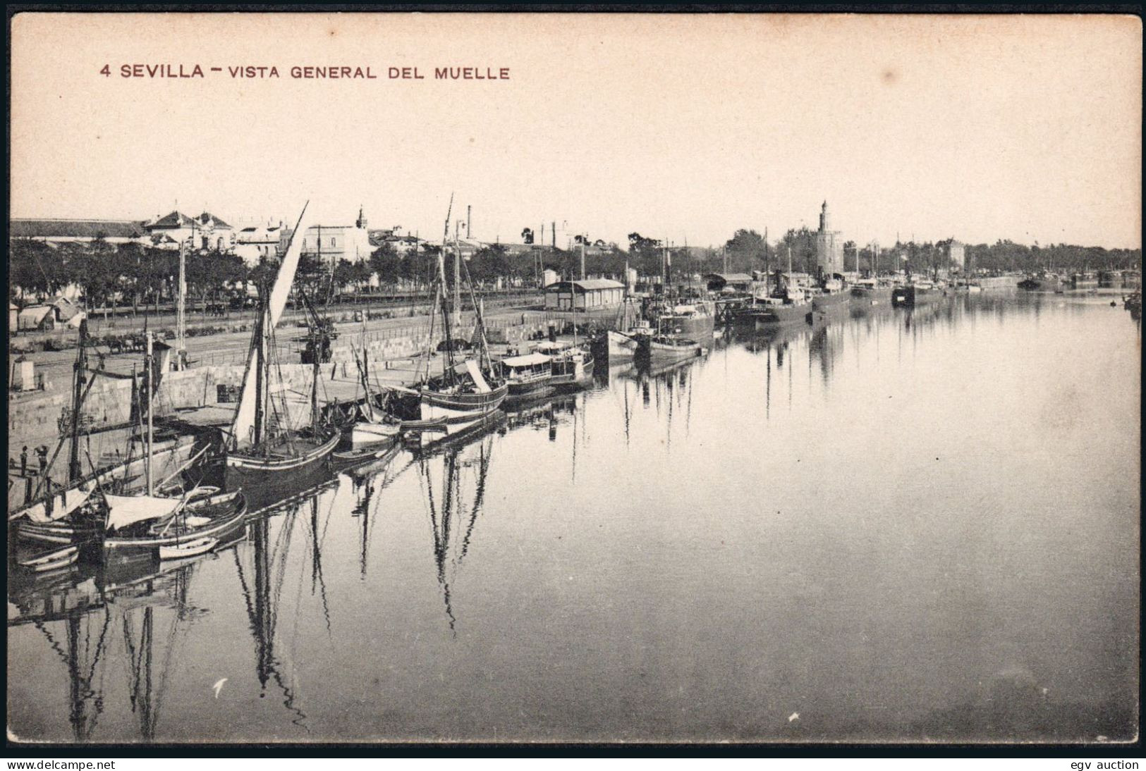 Sevilla - Postal - Sin Circular "Sevilla - Vista General Del Muelle" - Storia Postale