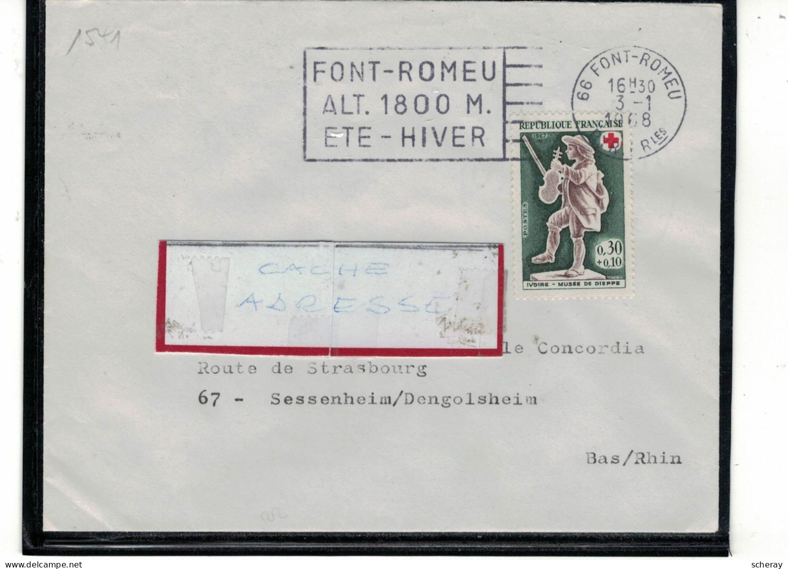 YT 1541 SSL 66 FONT ROMEU 3/1/1968 FAG ALT. 1800M ETE HIVER - Mechanical Postmarks (Advertisement)