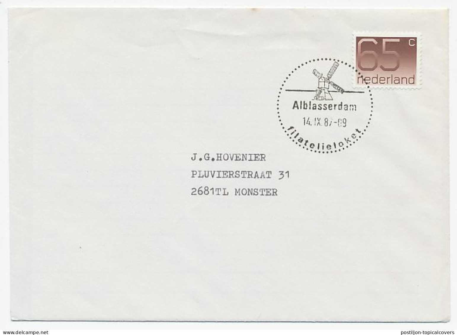 Cover / Postmark Netherlands 1987 Windmill - Windmills