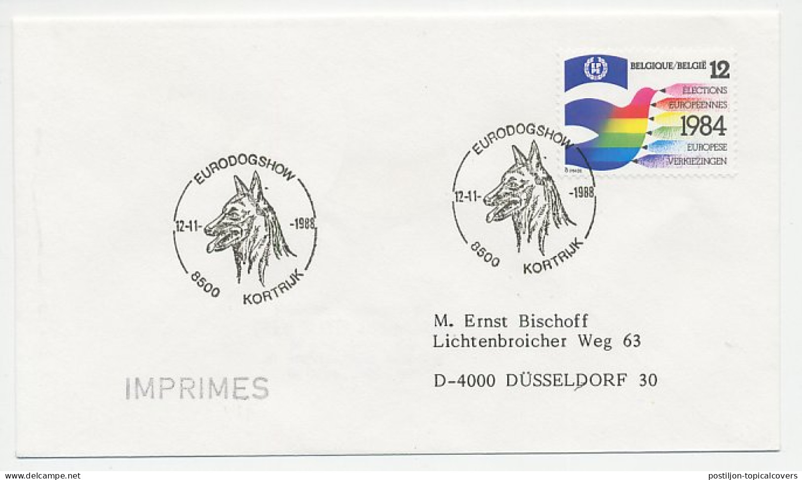 Cover / Postmark Belgium 1988 Dog Show - Andere & Zonder Classificatie