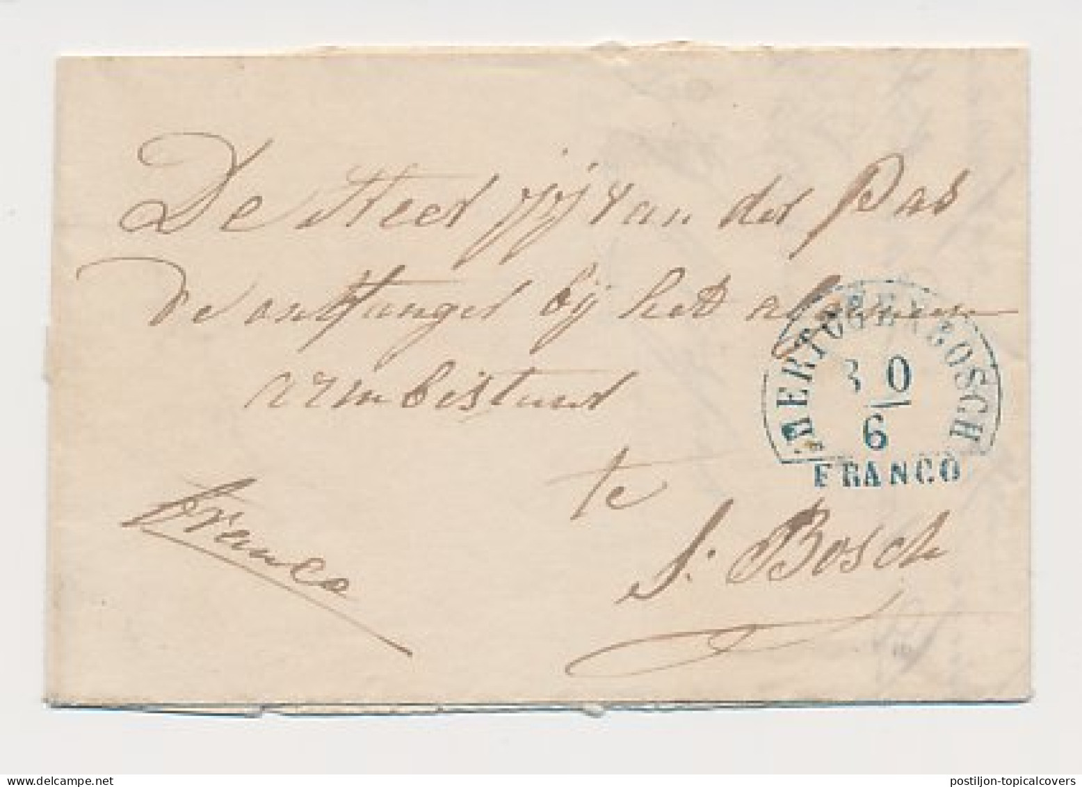 Halfrond-Francostempel Locaal Te S Hertogenbosch 1851 - ...-1852 Préphilatélie