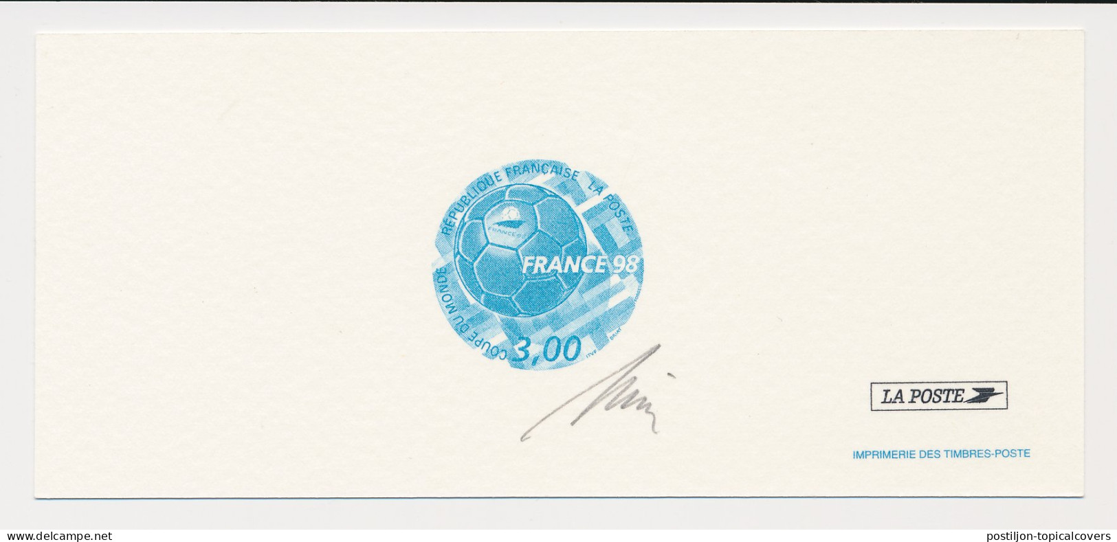 France 1998 - Epreuve / Proof Signed By Engraver Football - 1998 FIFA World Cup - World Championship - Other & Unclassified