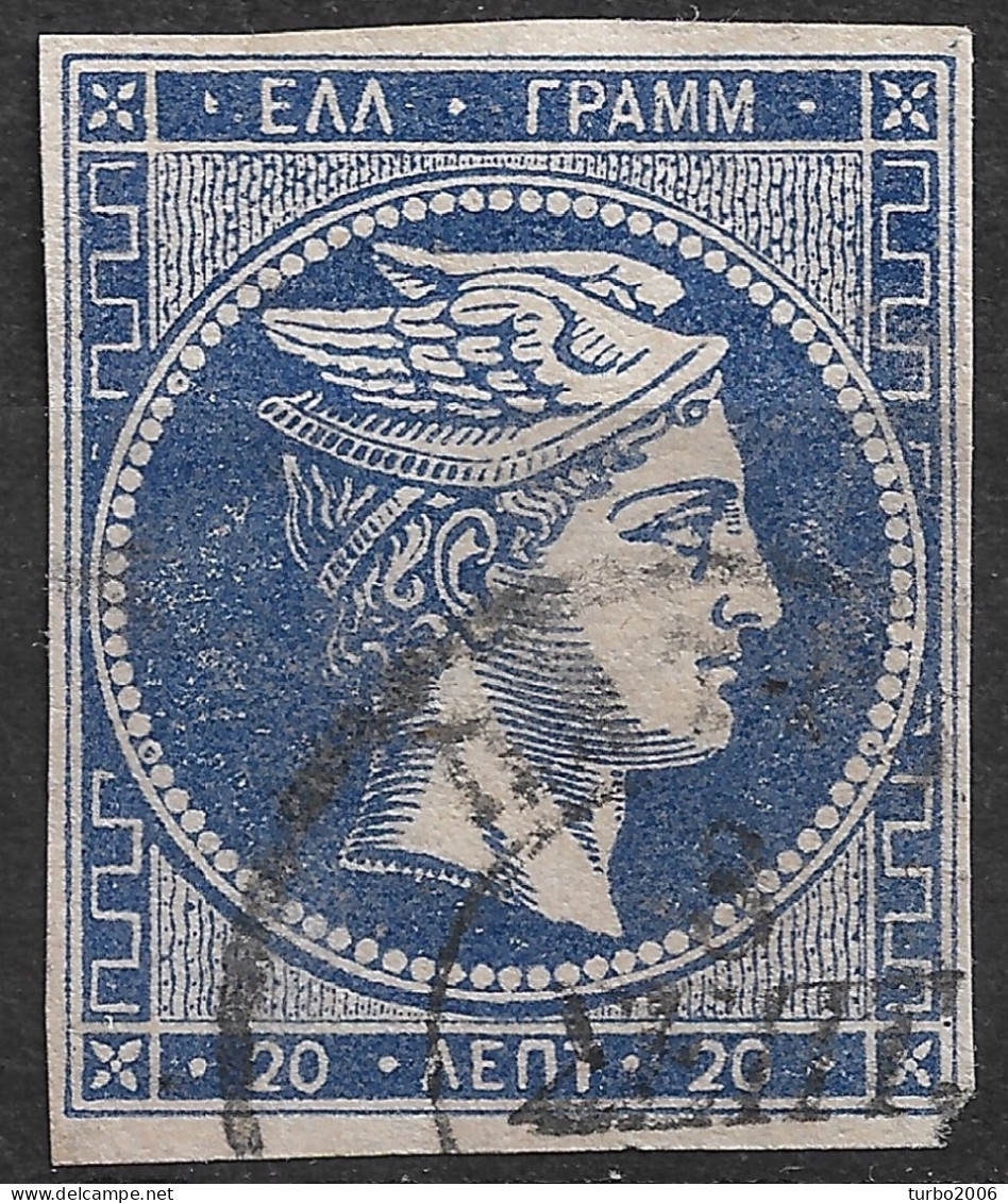 GREECE 1875-80 Large Hermes Head On Cream Paper 20 L Ultramarine Vl. 65 D / H 51  Position 14 - Gebruikt