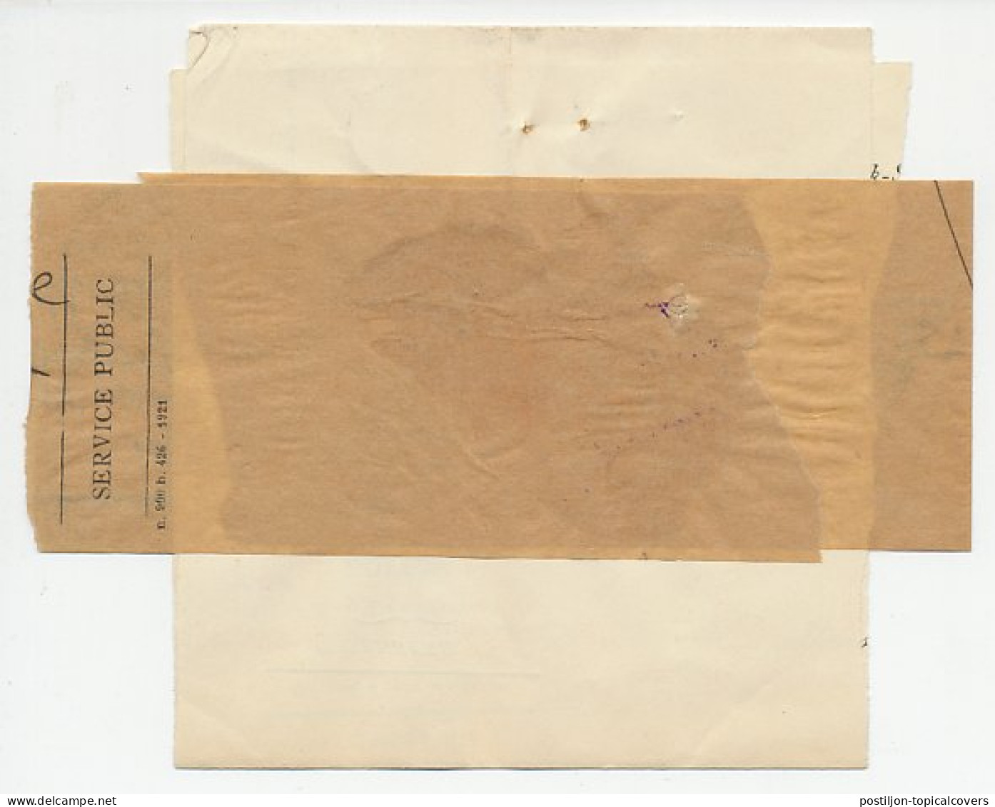 Service Wrapper / Postmark Belgium 1923 Police Commissioner - Police - Gendarmerie